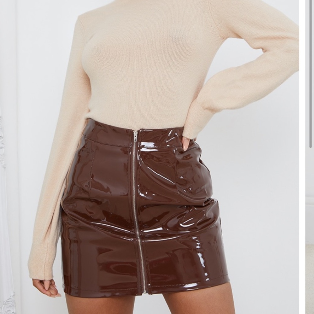 Chocolate Vinyl Mini Skirt